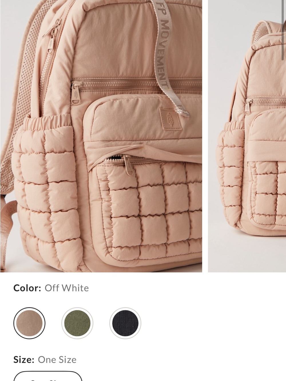 Free People Quilted Off-White Backpack